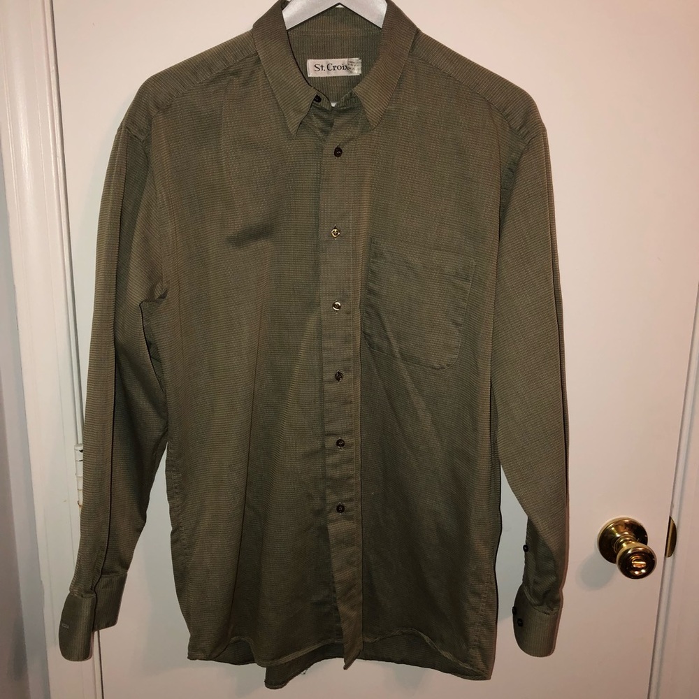 St. Croix | Men’s Green Brown Button Down